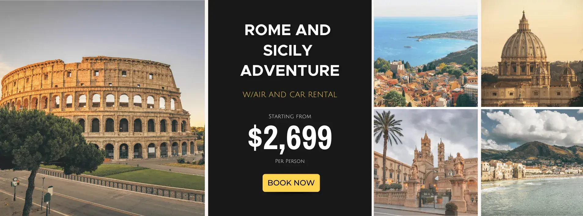 Rome and Sicily Adventure W/Air and car rental